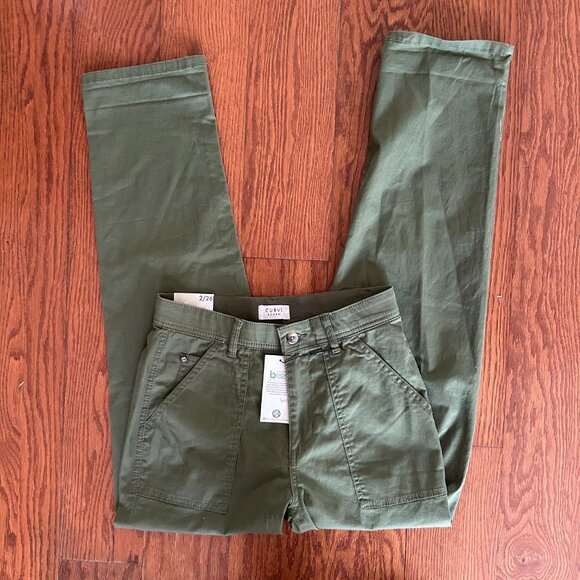 NWT Curve Appeal Utilitarian Army Green Cargo Straight Leg Pants Size 2 NEW - Picture 11 of 12